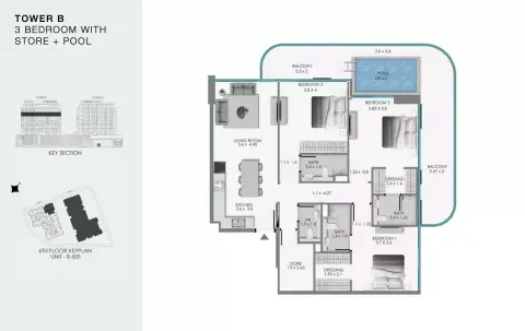 Ocean Bay: Floor plan Type B406, 1,736 sq ft