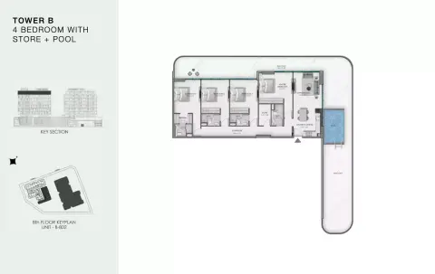 Ocean Bay: Floor plan Type B802, 3,074 sq ft