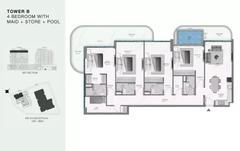 Ocean Bay: Floor plan Type B804, 2,239 sq ft