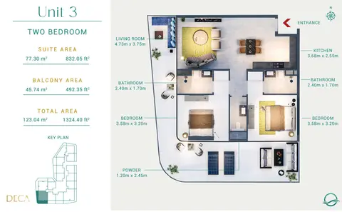Milos Residences: Floor plan Unit - 3, 1,324 sq ft