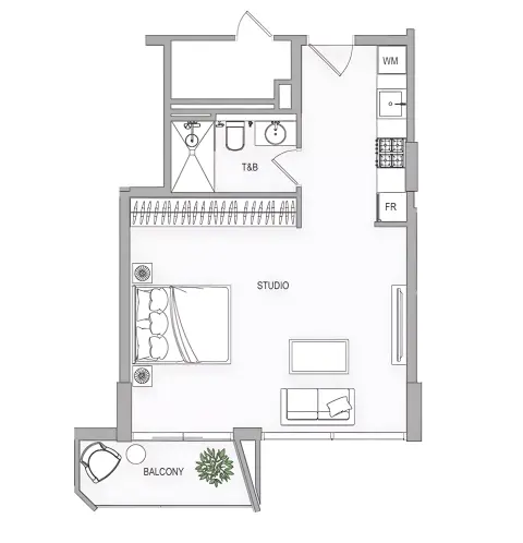 Evergr1n House 4: Floor plan Type A, 462 sq ft