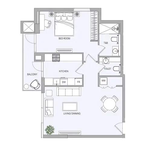 Evergr1n House 4: Floor plan Type A, 780 sq ft