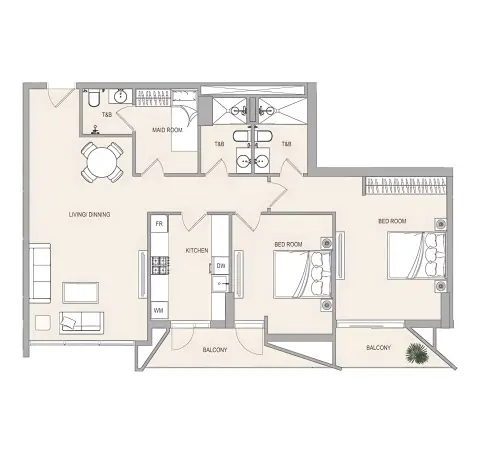 Evergr1n House 4: Floor plan Type A, 1,237 sq ft