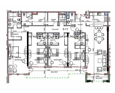 Manazel Al Khor: Floor plan 4-bedroom-3-11