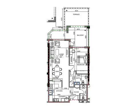 Manazel Al Khor: Floor plan 1-bedroom-G-02