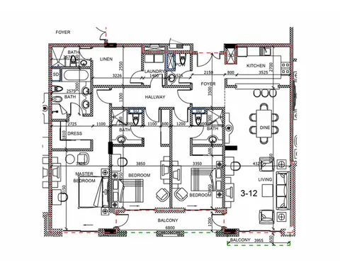 Manazel Al Khor: Floor plan 3-bedroom-3-12