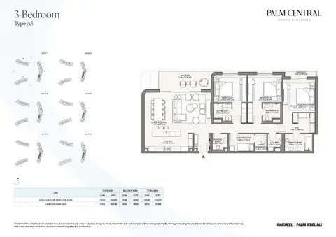 Palm Central Private Residences Frond N: Floor plan Type A3 (Unit A105 - A604), 2,029 sq ft