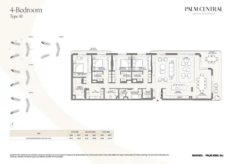 Palm Central Private Residences Frond N: Floor plan Type A1 (Unit B201 - C401), 3,251 sq ft