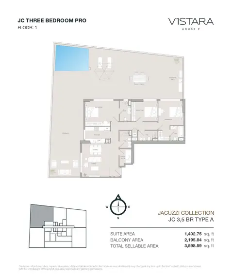 V1stara House 2 at Al Furjan: Floor plan TYPE A, 3,599 sq ft