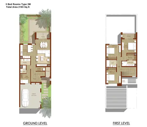 Arabian Ranches: Floor plan 3-Bed-Ty-2M, 2,193 sq ft