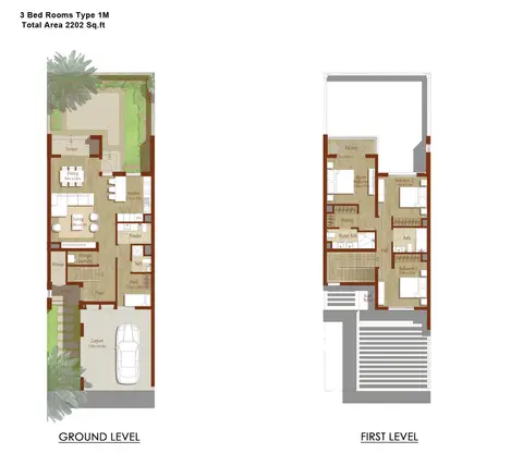 Arabian Ranches: Floor plan 3-Bed-Ty-1M, 2,202 sq ft