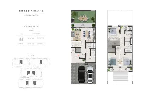 Expo Golf Villas Phase 5: Floor plan 3 Bedroom Type-B, Size 1936 Sq Ft, 1,936 sq ft