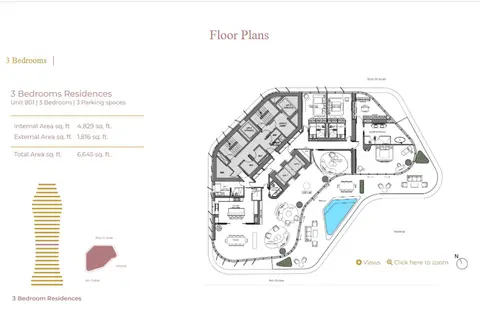 One Palm: Floor plan Unit 801, 6,645 sq ft