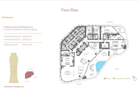 One Palm: Floor plan Unit 1601, 8,757 sq ft