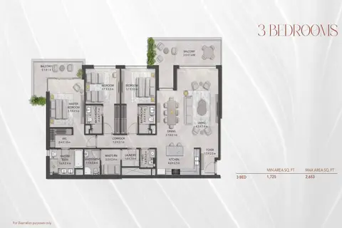 Ghaf Woods: Floor plan 3 Bedroom, 2,653 sq ft