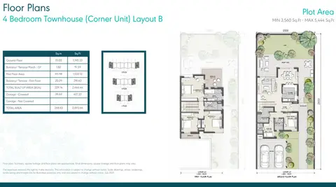 Murooj Al Furjan Townhouses: Plattegrond Townhouse, Corner Unit, Layout B, 5,444 sq ft