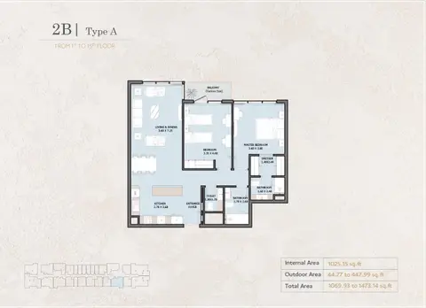 Verdana Empire: Floor plan Type A, 1,473 sq ft