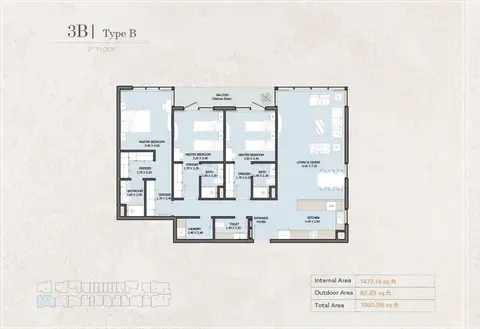 Verdana Empire: Floor plan Type B, 1,561 sq ft