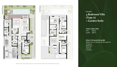 Harmony Villas: 4 BR, Type A, Garden Suite, 4,016 sq ft 户型图