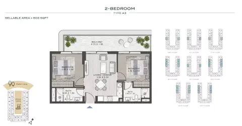 ELO: Floor plan Type A3, 803 sq ft