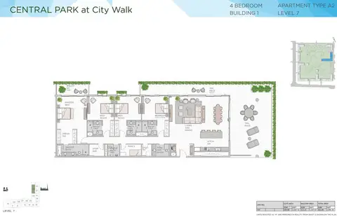 Central Park Building 1: Floor plan 4 Bedroom Building 1 Level 7 Type A2 Size 3895 sqft, 3,895 sq ft