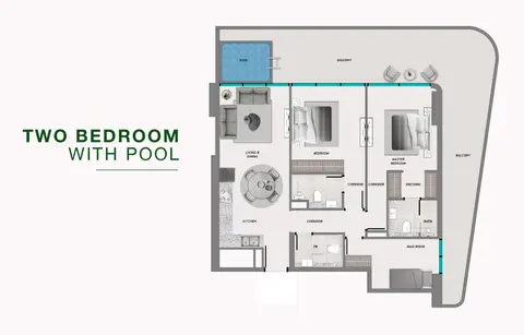 Samana Resorts 2: Floor plan 2 BEDROOM