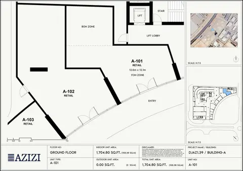 Azizi Gabriel Jebel Ali: Floor plan Ground Floor (Unit A-101, 1,705 sq ft