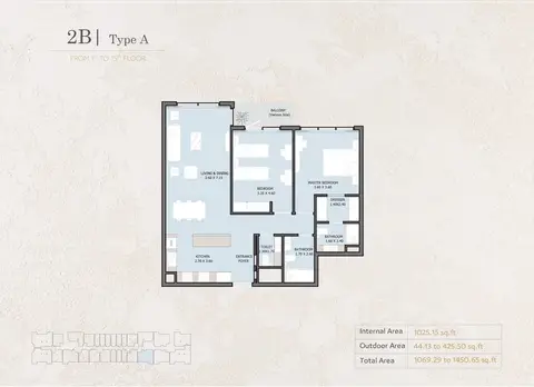 Verdana Phase 4: फ़्लोर प्लान Type A, 1,451 sq ft