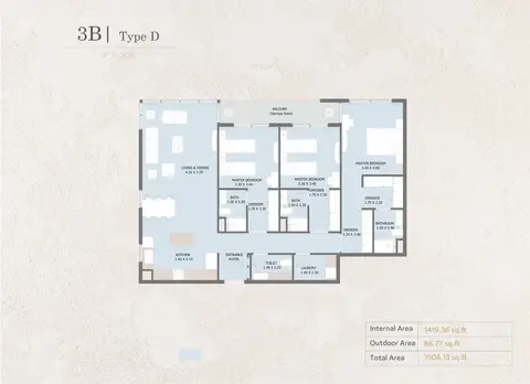 Verdana Phase 4: फ़्लोर प्लान Type D, 1,506 sq ft