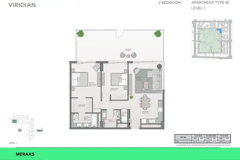 Viridian Central Park: Plan Type B-1-Level-1, 1,493 sq ft