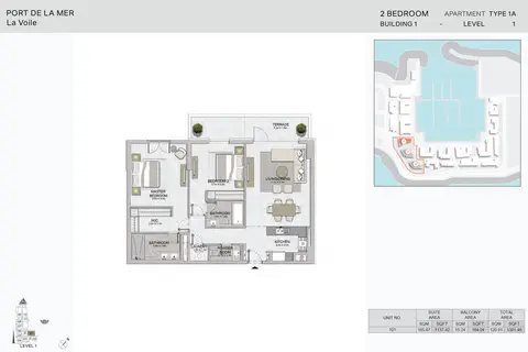 La Voile: Floor plan Type 1A, Level 1, 1,301 sq ft