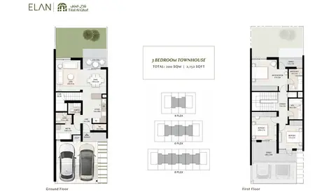 Elan Townhouses: Floor plan 3 Bedroom Townhouse, Size 2152.00 Sq Ft, 2,152 sq ft