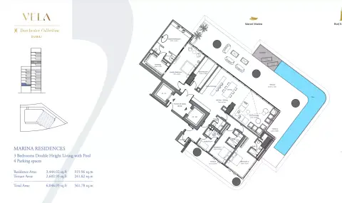 فيلا دورتشستر كولكشن: مخطط الطابق Type C, 6,046 sq ft