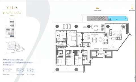 فيلا دورتشستر كولكشن: مخطط الطابق Type A, 7,337 sq ft
