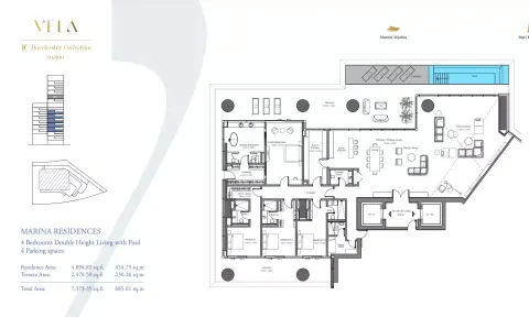 فيلا دورتشستر كولكشن: مخطط الطابق Type C, 7,373 sq ft