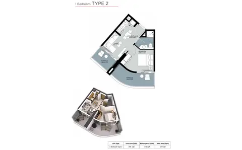 Damac Z Possible: Floor plan 1 Bedroom Type 2, Size 529 sq.ft, 529 sq ft