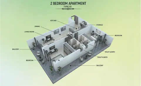 Samana Greens: Plan 2-bed-apt-type-01