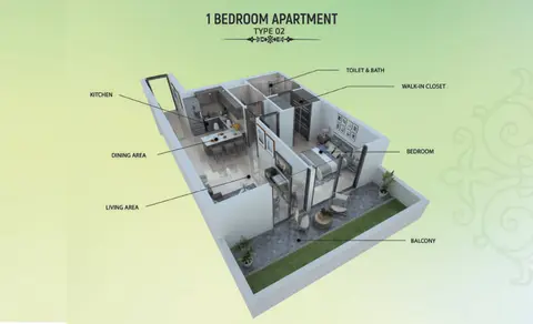 Samana Greens: Plan 1-bed-apt-type-02