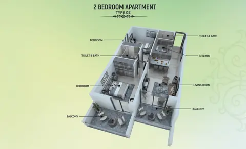 Samana Greens: Plan 2-bed-apt-type-02