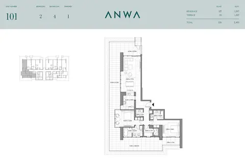 Omniyat Anwa: Floor plan Unit Number 101, 2,430 sq ft