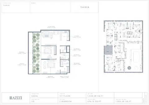 Azizi Samia: Floor plan Unit 113, 1,304 sq ft