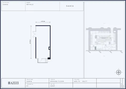 Azizi Samia: Floor plan Unit 01 (Type Shop), 456 sq ft