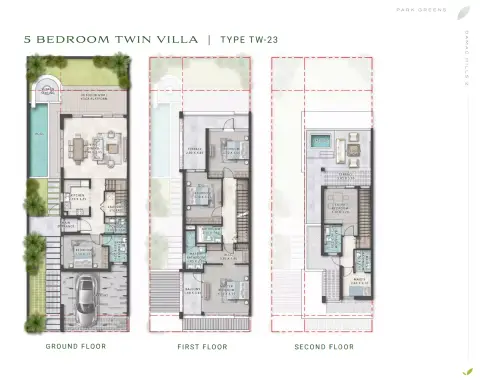 بارك جرينز المرحلة 2 من داماك: مخطط الطابق Type TW - 23, 3,542 sq ft