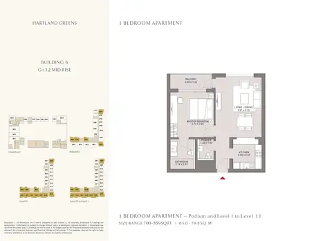 Hartland Greens: Plan Building 6, 859 sq ft