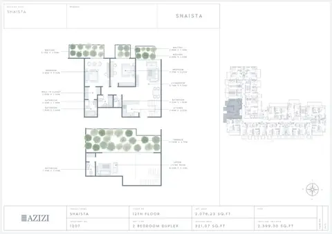 Azizi Shaista Serviced Residences: Floor plan Unit 1207, 2,399 sq ft