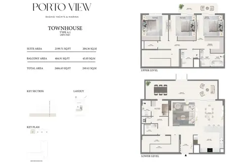 Emaar Porto View Mina Rashid: फ़्लोर प्लान Type A1 - Ground Level, 2,685 sq ft