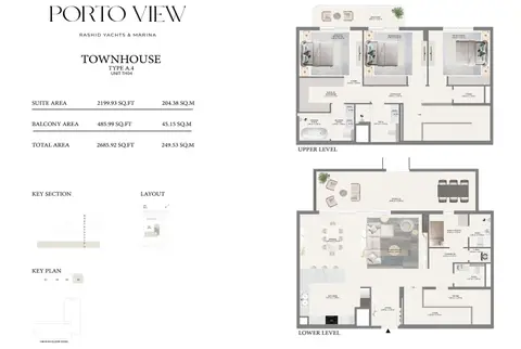 Emaar Porto View Mina Rashid: फ़्लोर प्लान Type A4 - Ground Level, 2,686 sq ft