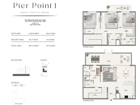 Emaar Pier Point Mina Rashid: Floor plan Type A1 - Ground Level, 2,667 sq ft