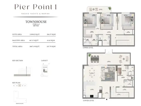 Emaar Pier Point Mina Rashid: Floor plan Type A3 - Ground Level, 2,667 sq ft