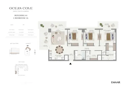 Emaar Ocean Cove Mina Rashid: फ़्लोर प्लान Unit 105 - 1A, 1,798 sq ft